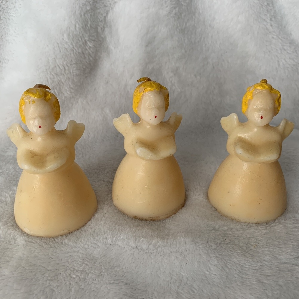 Vintage Lot  Of 3 Angel Christmas Candles Tavern Gurley Unscented Choir Carolers